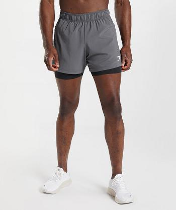 Pánské Šortky Gymshark Sportovní 5" 2 In 1 Šedé Černé | CZ 2838DFM